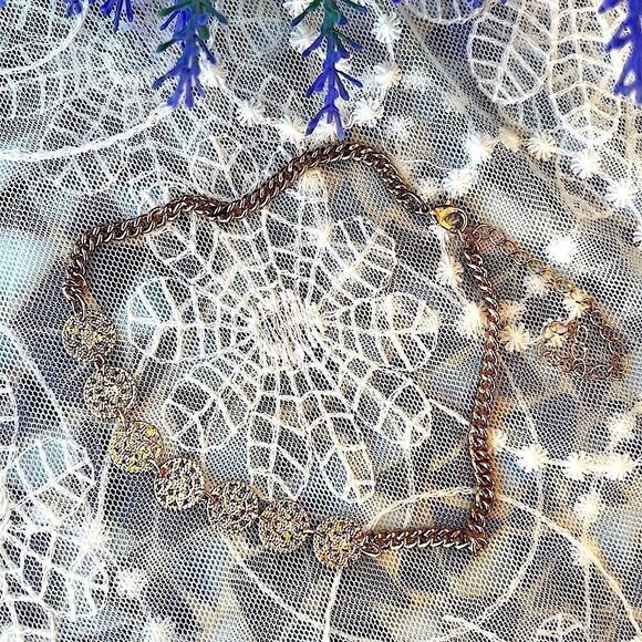 Gold Medallion Choker Necklace - Picture 2 of 5